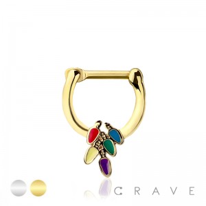 MULTI COLOR CARROT DESIGN SEPTUM HINGED CLICKER